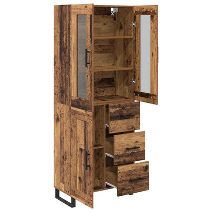 Credenza 2 pcs Legno vecchio Legno Stratificato e Vetro