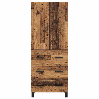 Credenza 2 pcs Legno vecchio Legno Stratificato e Vetro