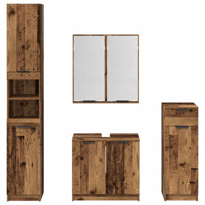 Set di mobili per il bagno 4 pz Legno vecchio | homemem39