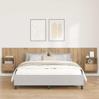 Testata con Comodino 3 pcs Rovere artigianale Legno multistrato