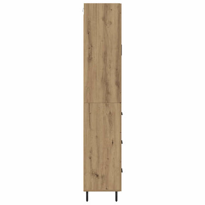 Credenza 2 pcs Rovere artigianale Legno Stratificato e Vetro