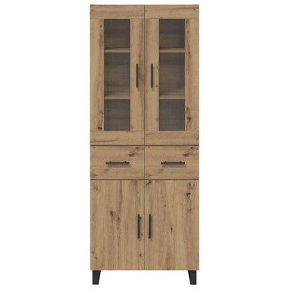 Credenza 2 pcs Rovere artigianale Legno Stratificato e Vetro