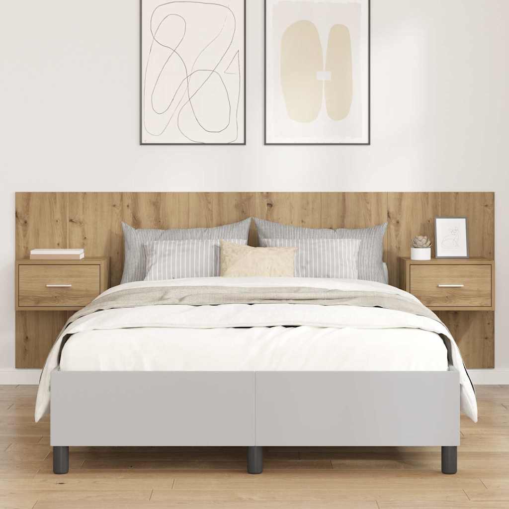 Testata con Comodino 3 pcs Rovere artigianale Legno multistrato