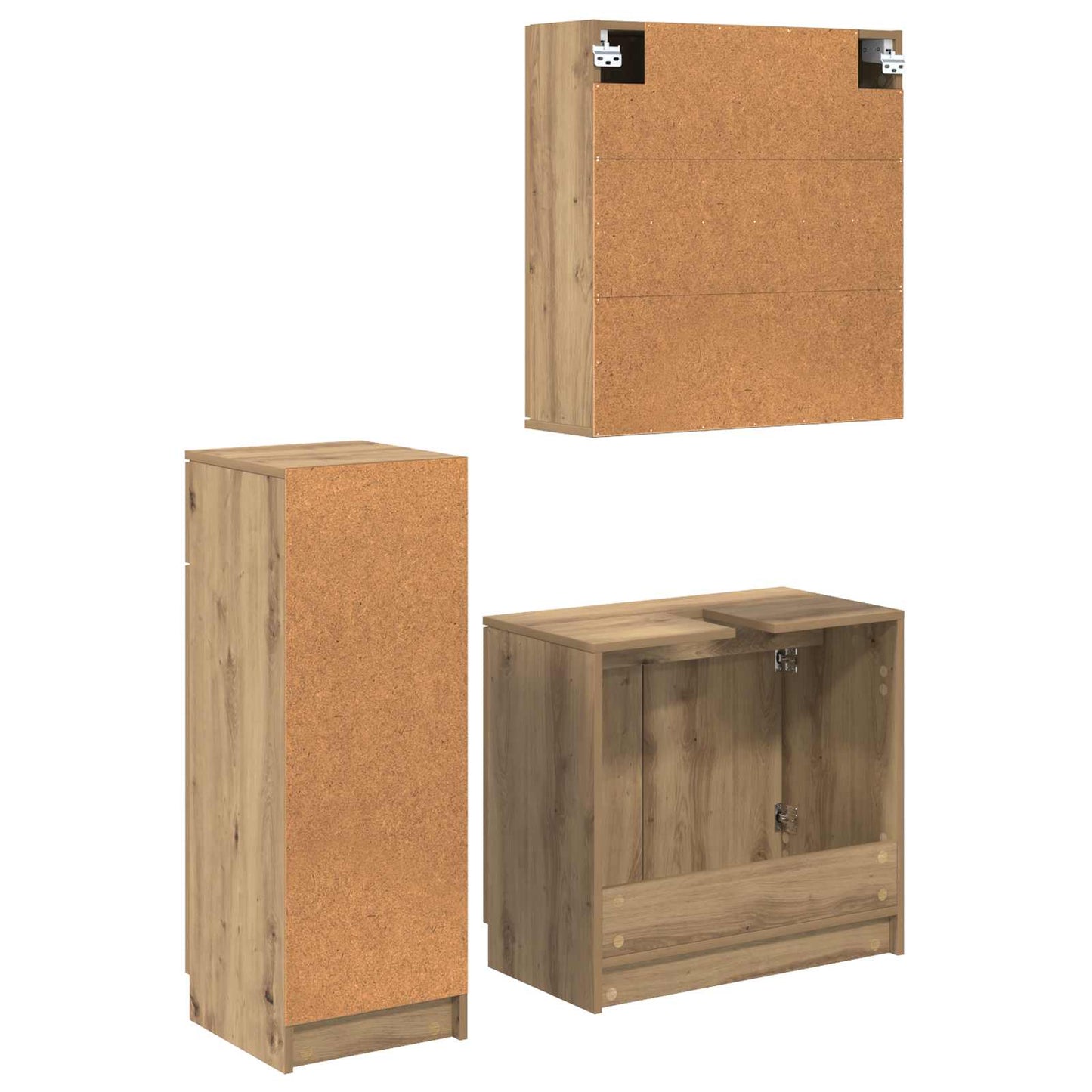 Set di mobili per il bagno 3 pz Rovere artigianale | homemem39