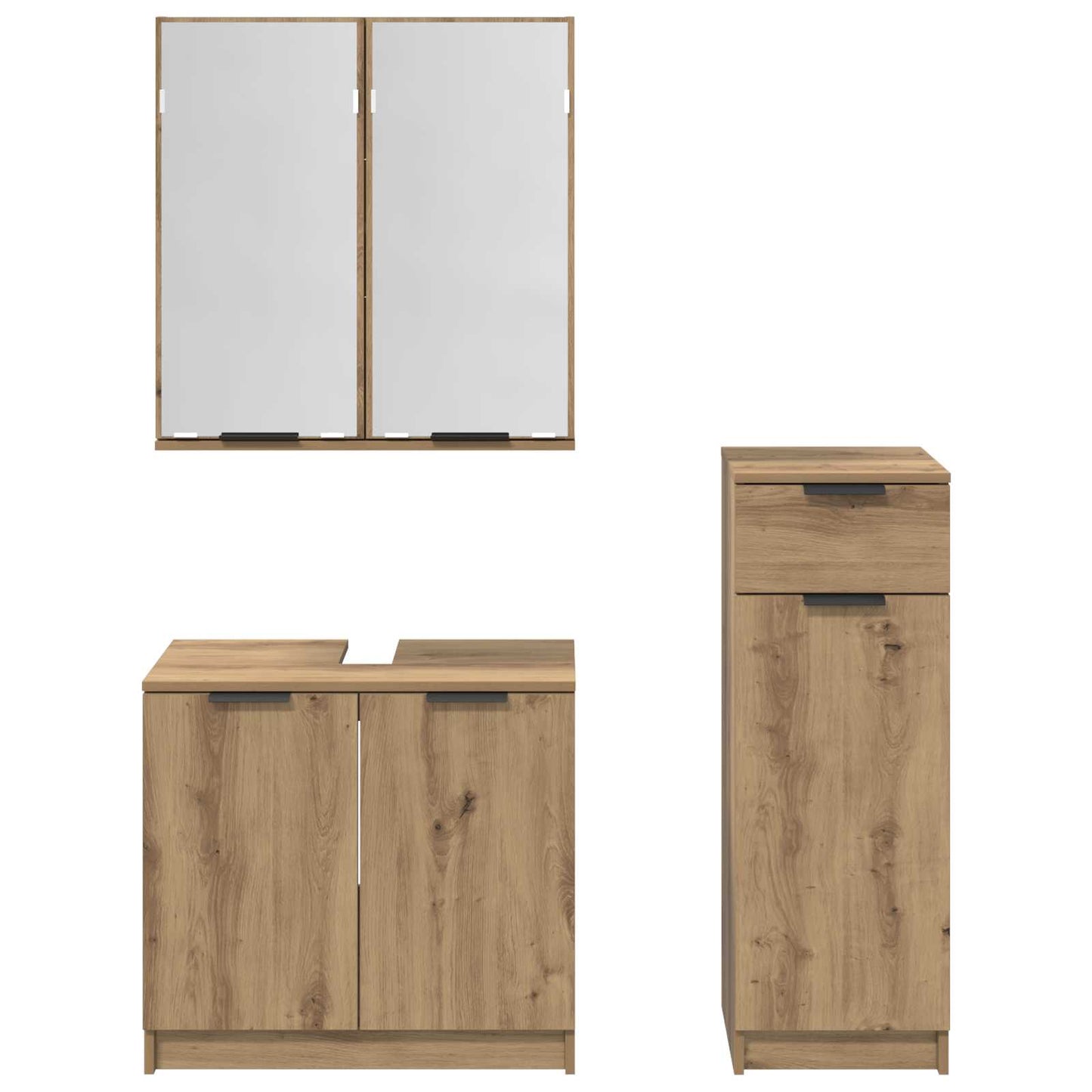 Set di mobili per il bagno con porta 3 pcs Rovere artigianale