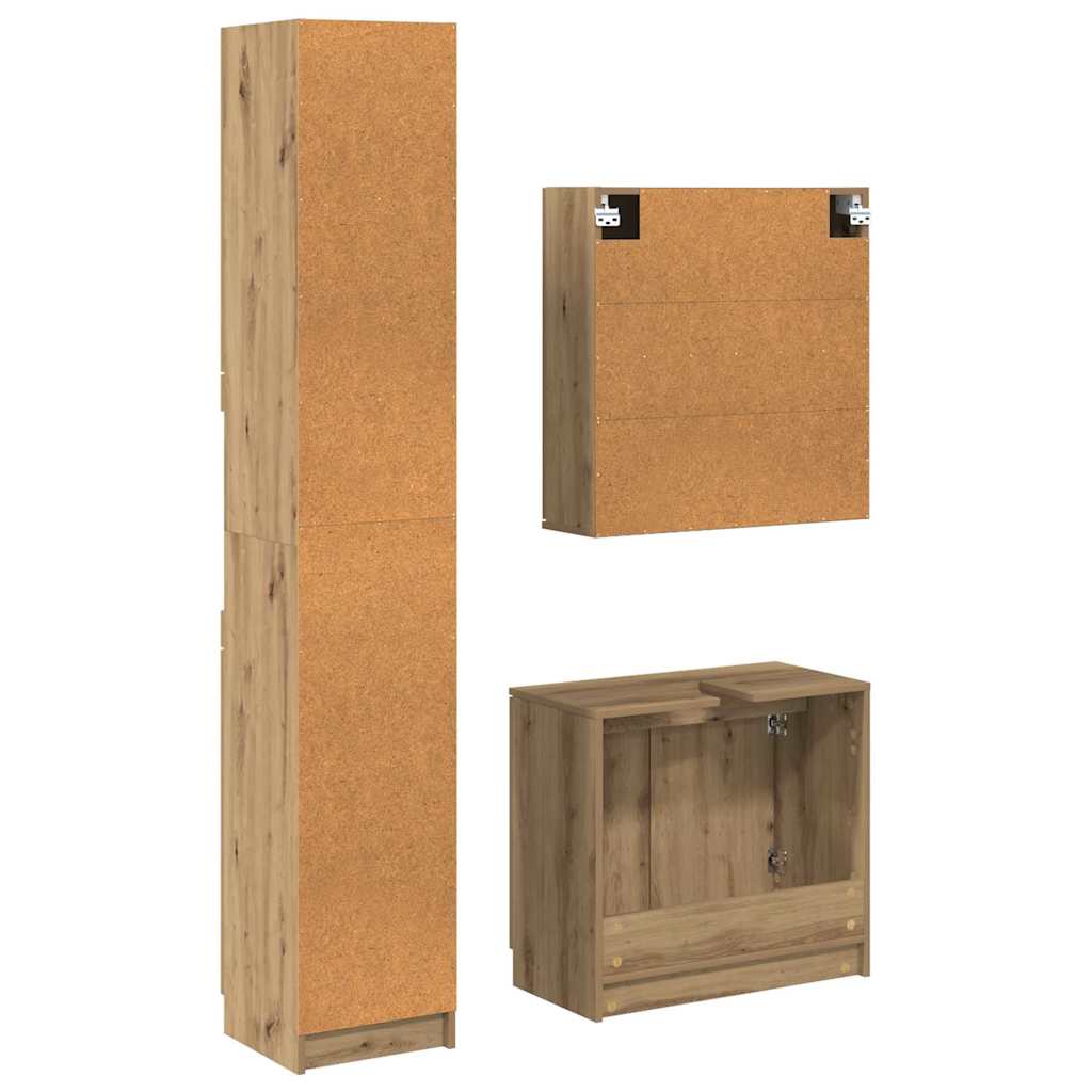 Set di Armadi da Bagno 3 pz Rovere artigianale | homemem39