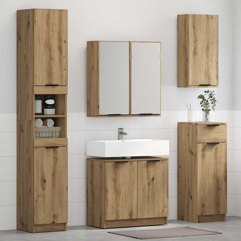 Set di Armadi da Bagno 2 pz Rovere artigianale | homemem39