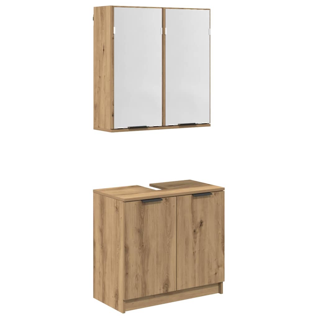 Set di Armadi da Bagno 2 pz Rovere artigianale | homemem39