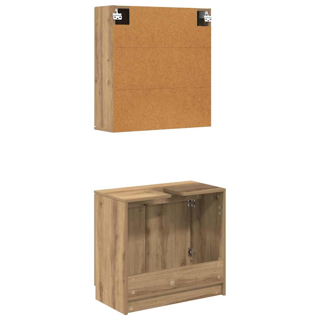 Set di Armadi da Bagno 2 pz Rovere artigianale | homemem39