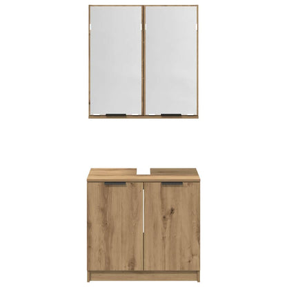 Set di Armadi da Bagno 2 pz Rovere artigianale | homemem39