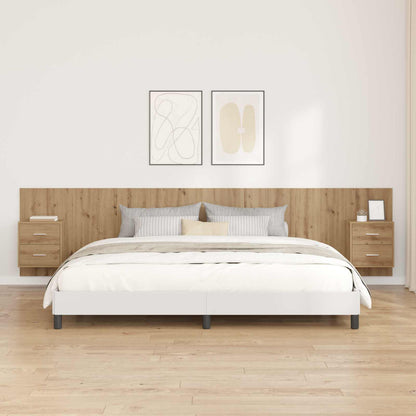 Testata con Comodino 3 pcs Rovere artigianale Legno multistrato