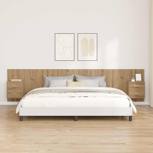 Testata con Comodino 3 pcs Rovere artigianale Legno multistrato