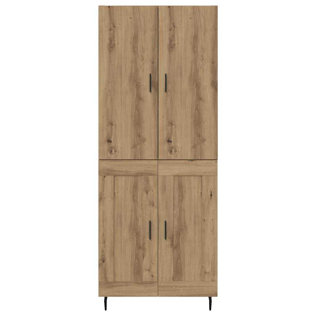Credenza 2 pcs Rovere artigianale Legno Stratificato e Vetro