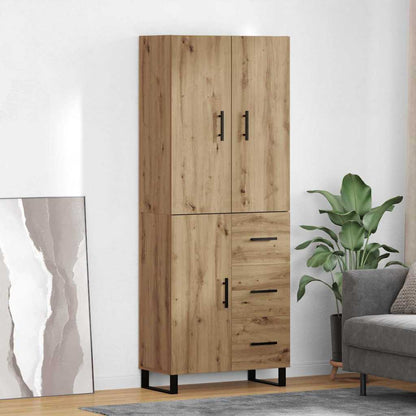Credenza 2 pcs Rovere artigianale Legno Stratificato e Vetro