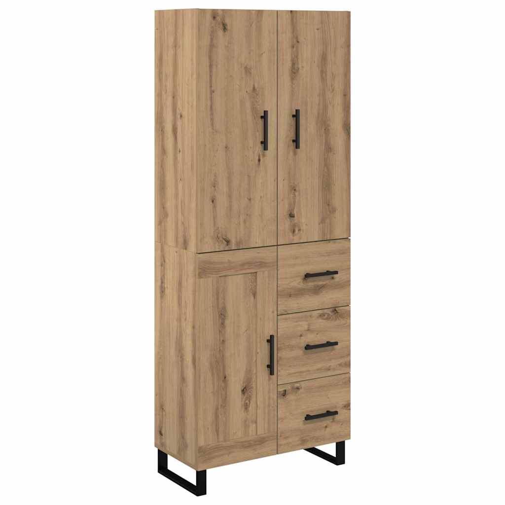 Credenza 2 pcs Rovere artigianale Legno Stratificato e Vetro