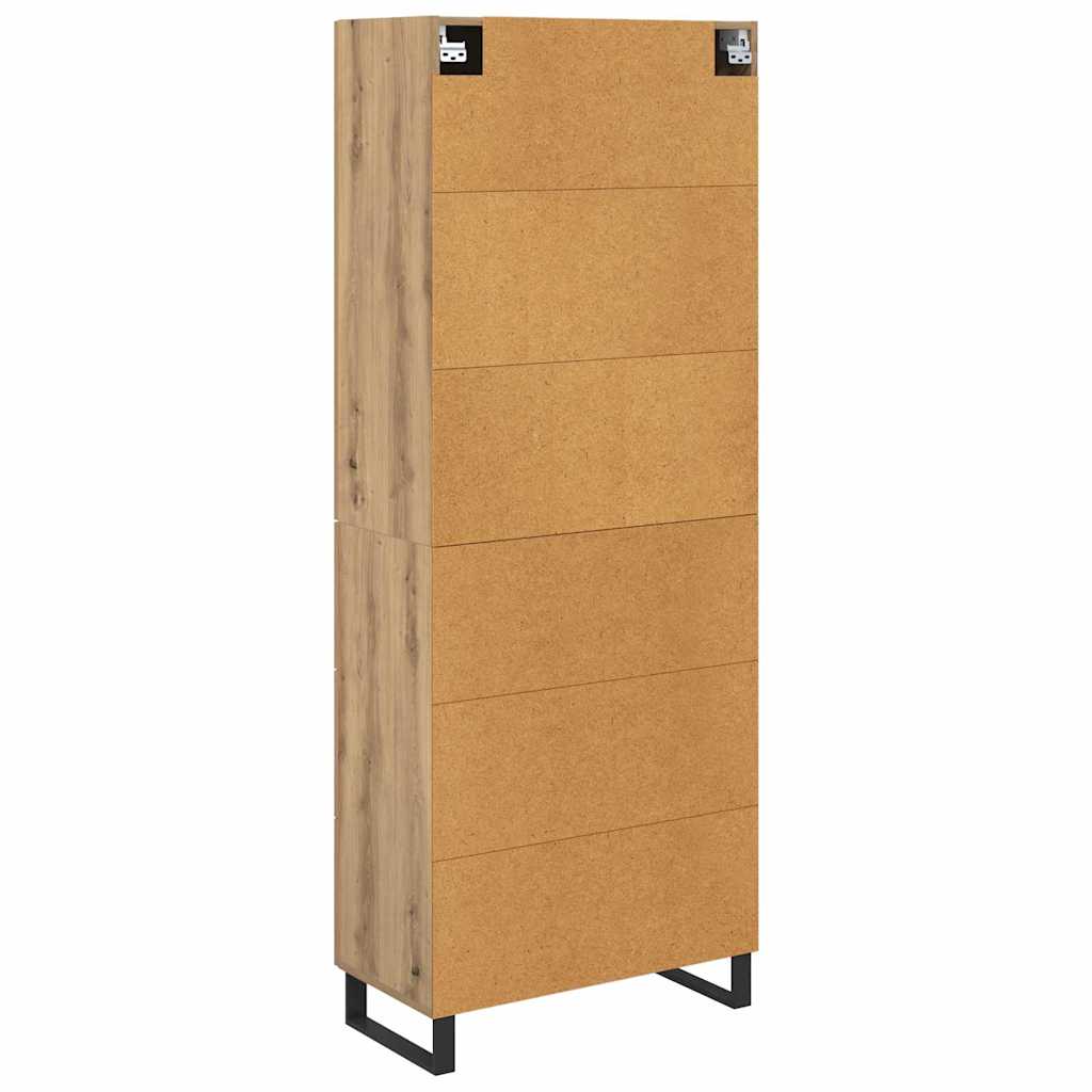 Credenza 2 pcs Rovere artigianale Legno Stratificato e Vetro
