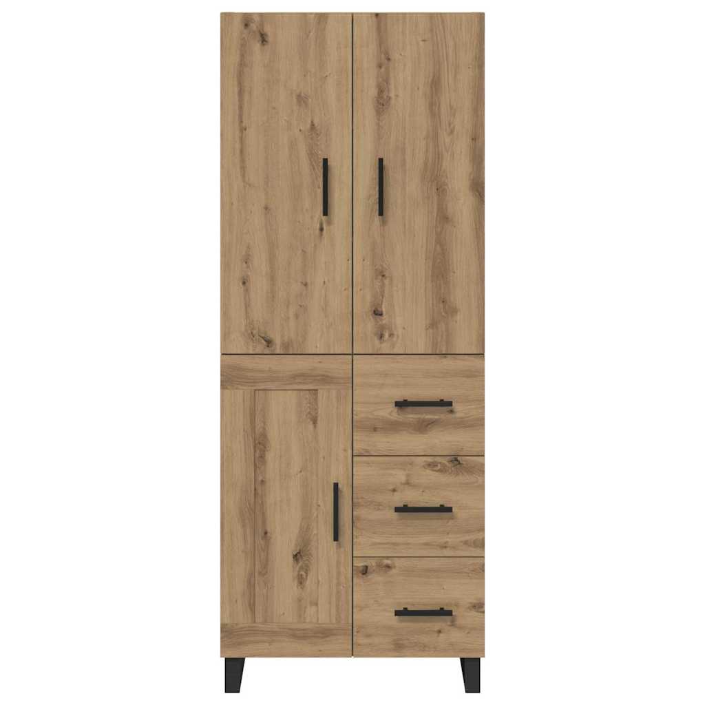 Credenza 2 pcs Rovere artigianale Legno Stratificato e Vetro