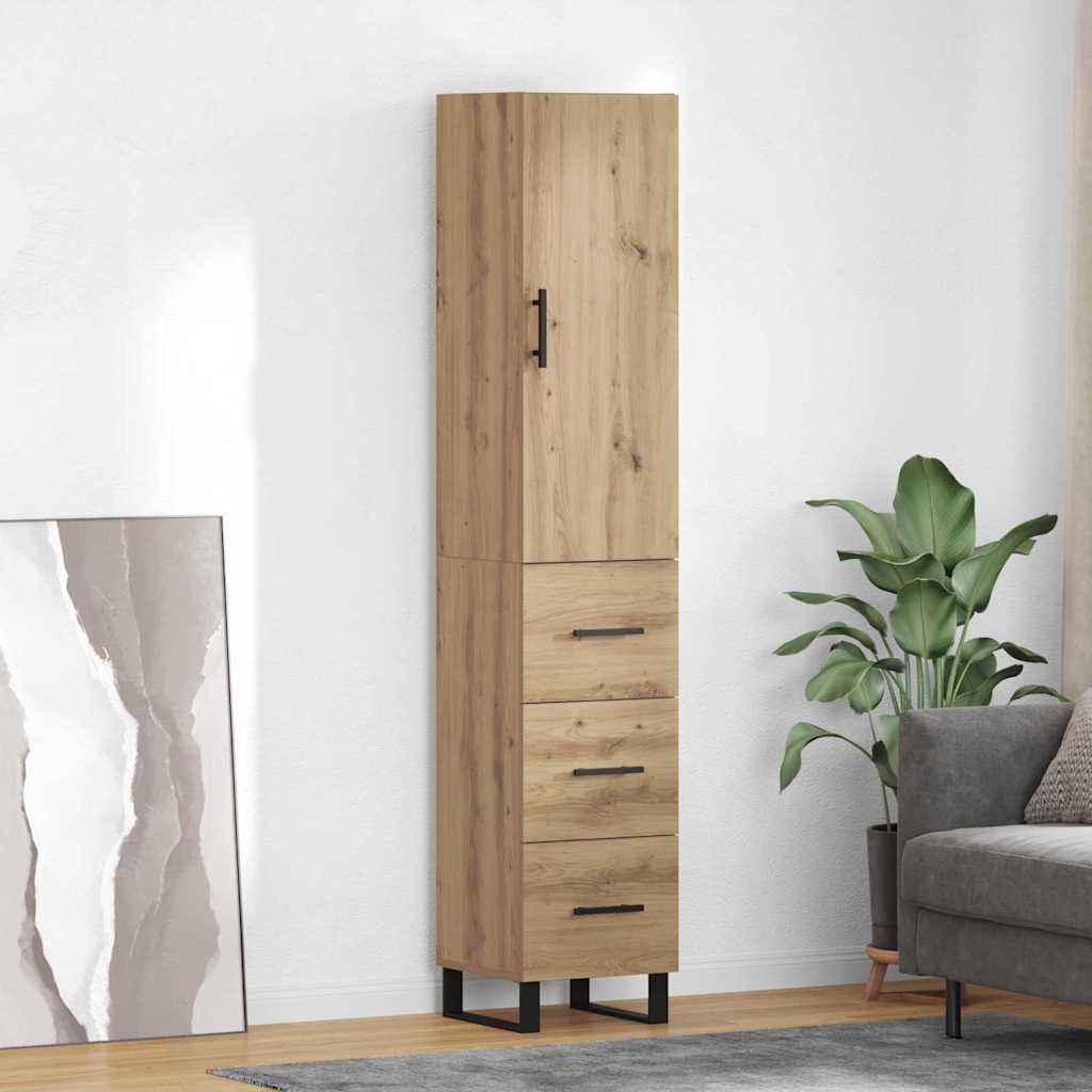 Credenza con cassetto Rovere artigianale 34,5 x 34 x 180 cm