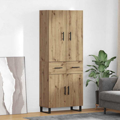 Credenza 2 pcs Rovere artigianale Legno Stratificato e Vetro