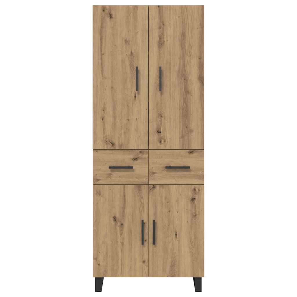 Credenza 2 pcs Rovere artigianale Legno Stratificato e Vetro