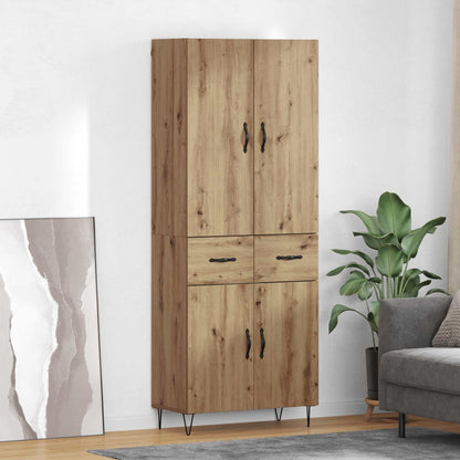 Credenza 2 pcs Rovere artigianale Legno ingegnerizzato e vetro