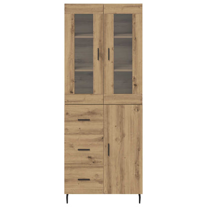 Credenza 2 pcs Rovere artigianale Legno Stratificato e Vetro