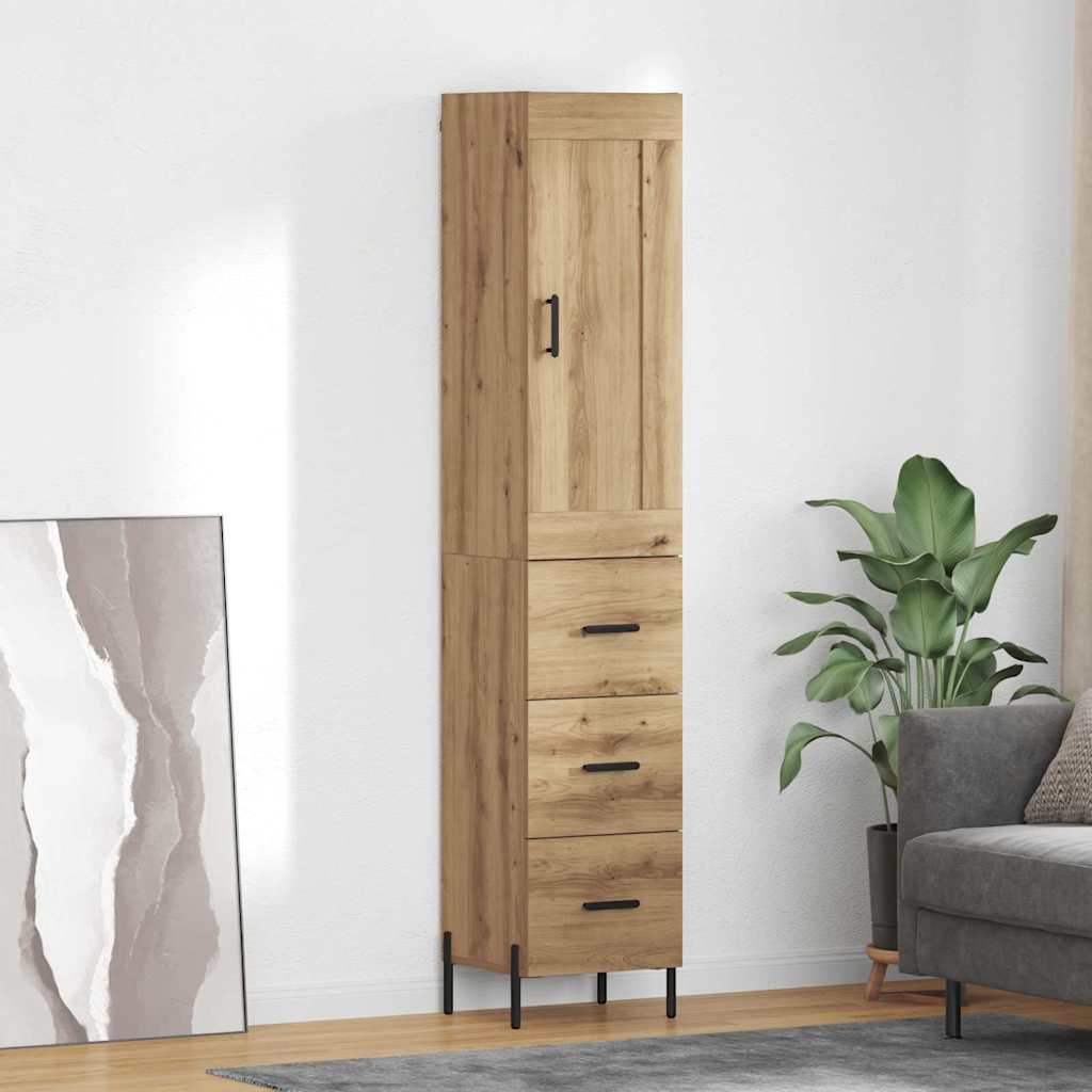 Credenza con cassetto Rovere artigianale 34,5 x 34 x 180 cm