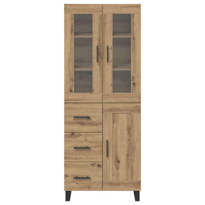 Credenza 2 pcs Rovere artigianale Legno Stratificato e Vetro