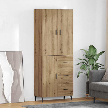 Credenza 2 pcs Rovere artigianale Legno Stratificato e Vetro