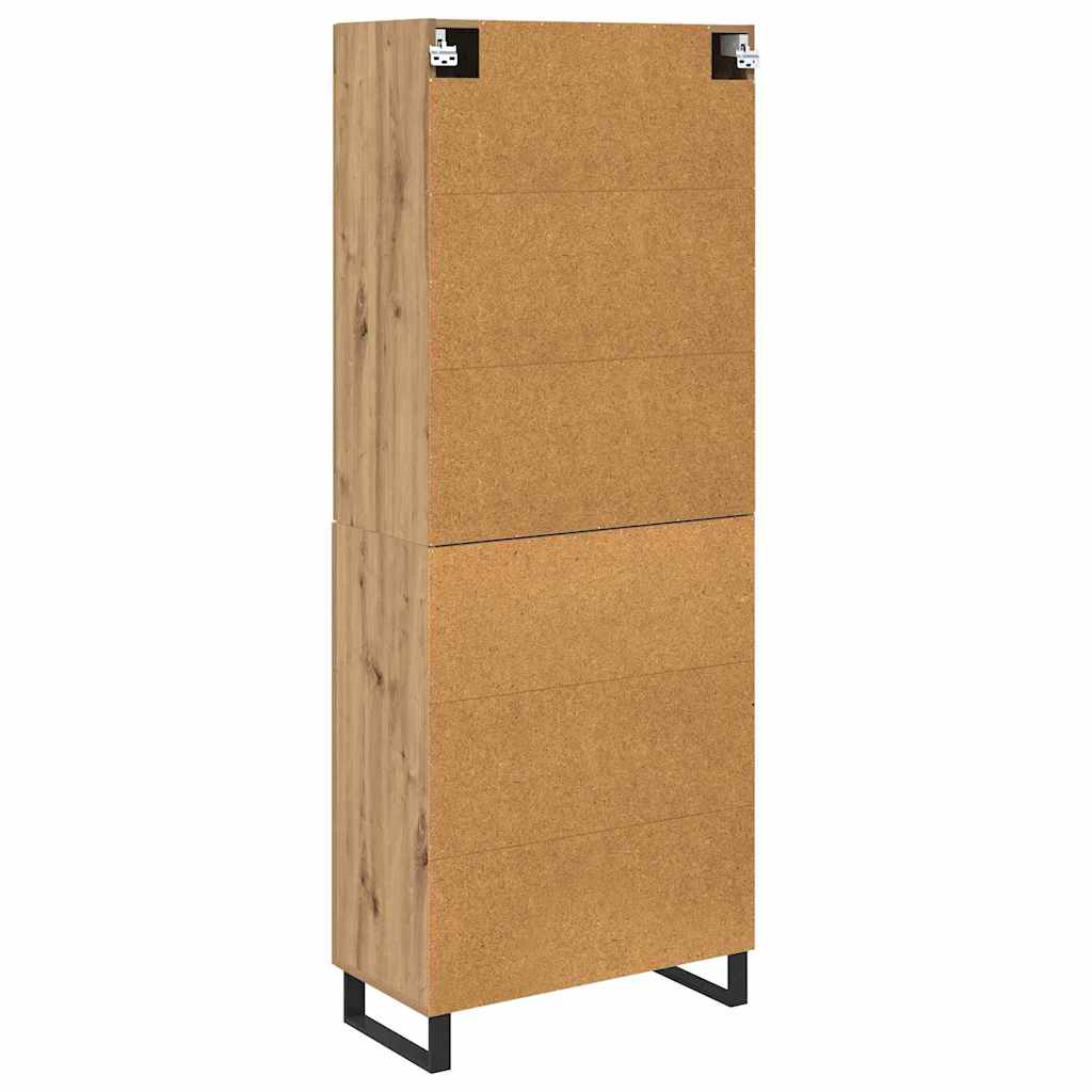 Credenza 2 pcs Rovere artigianale Legno Stratificato e Vetro