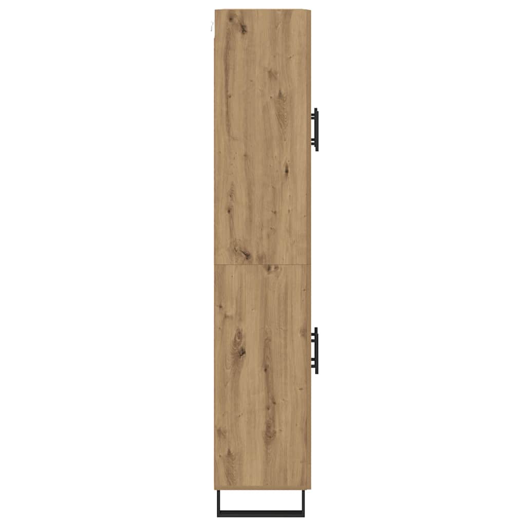 Credenza 2 pcs Rovere artigianale Legno Stratificato e Vetro