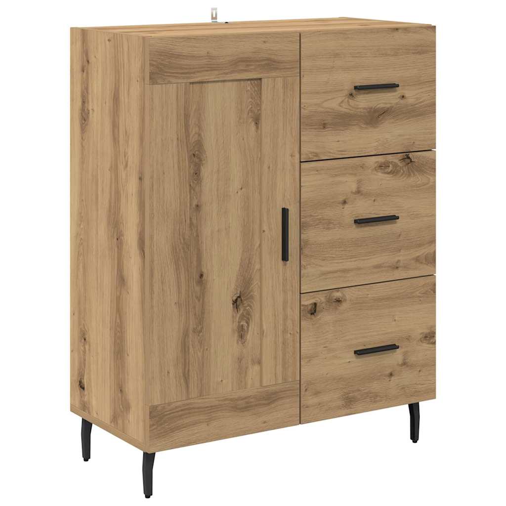 Credenza 2 pcs Rovere artigianale Legno Stratificato e Vetro