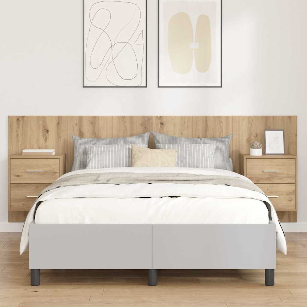 Testata con Comodino 3 pcs Rovere artigianale Legno multistrato