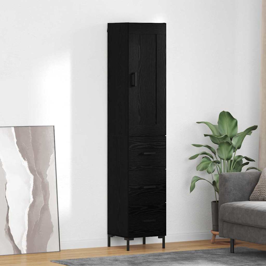 Credenza Rovere Nero 34,5 x 34 x 180 cm Legno multistrato