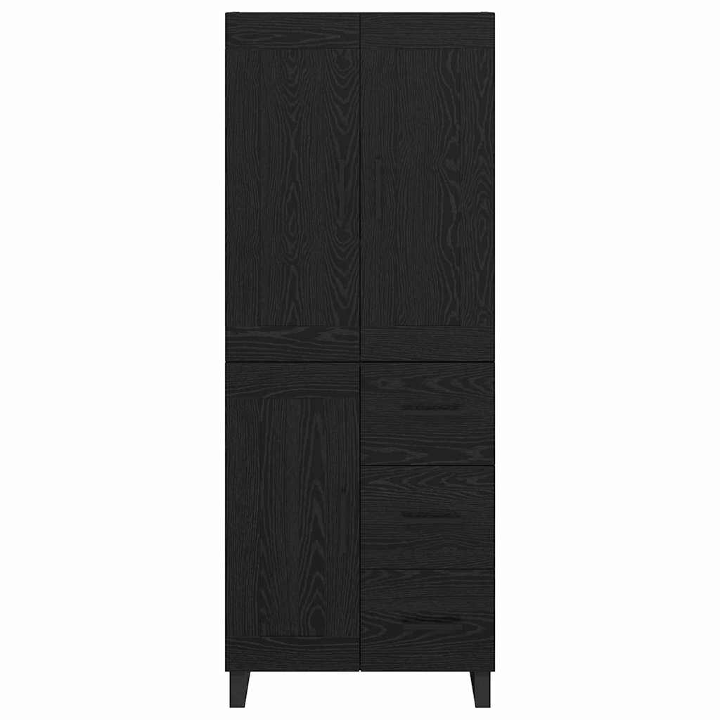 Credenza 2 pcs Rovere Nero Legno Stratificato e Vetro