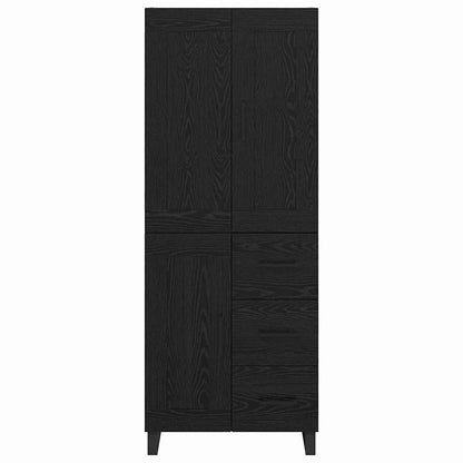 Credenza 2 pcs Rovere Nero Legno Stratificato e Vetro