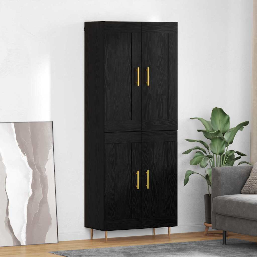 Credenza Rovere Nero 69,5 x 34 x 180 cm Legno multistrato
