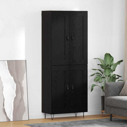 Credenza Rovere Nero 69,5 x 34 x 180 cm Legno multistrato