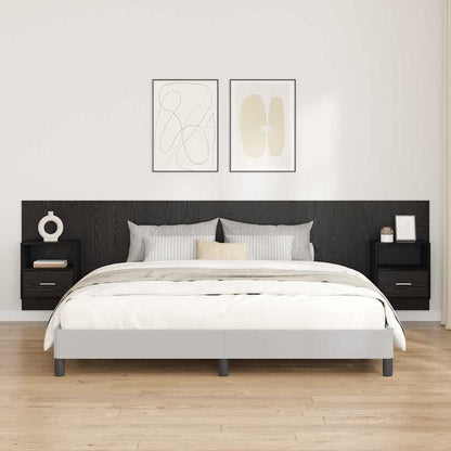 Testata con Comodino 3 pcs Rovere Nero Legno multistrato