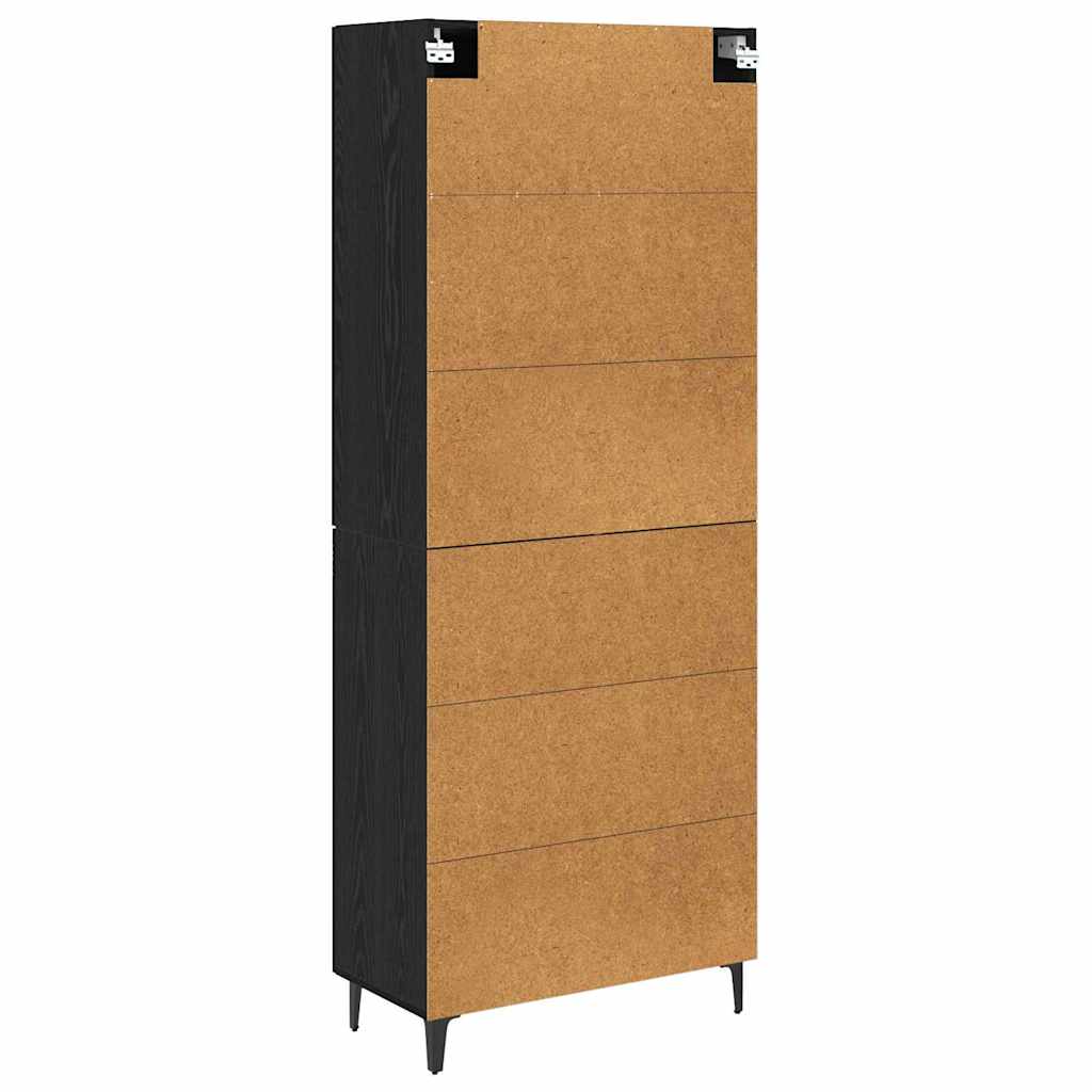 Credenza Rovere Nero 69,5 x 34 x 180 cm Legno multistrato | homemem39