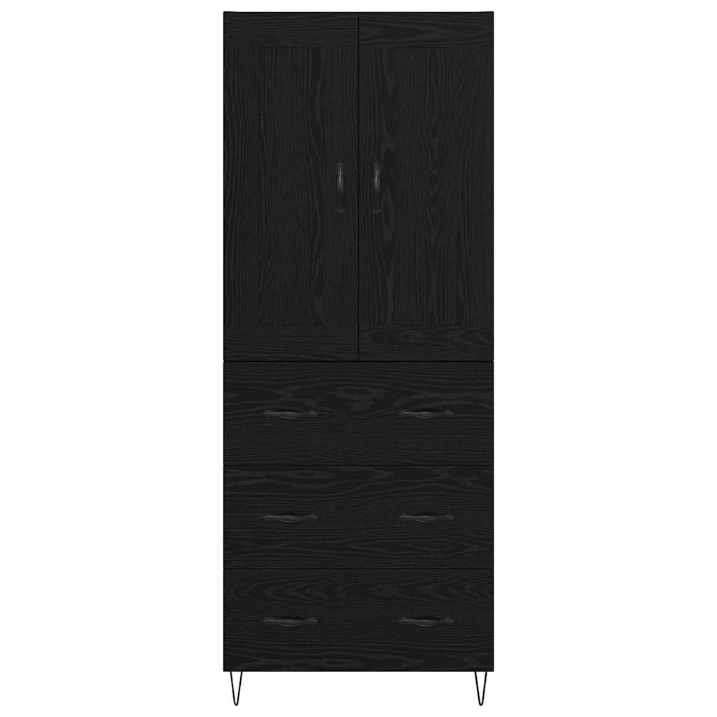 Credenza Rovere Nero 69,5 x 34 x 180 cm Legno multistrato