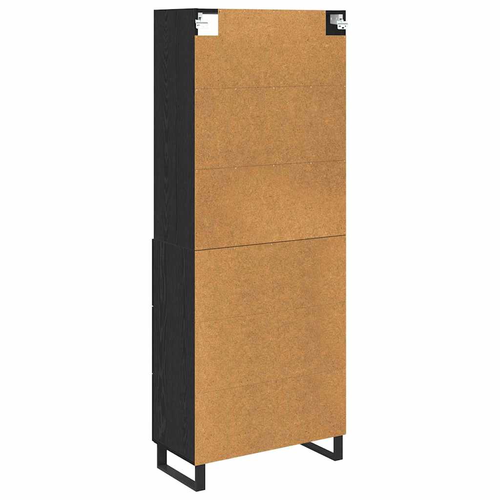 Credenza con cassetto 2 pcs Rovere Nero Legno multistrato | homemem39
