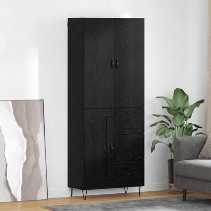 Credenza con cassetto Rovere Nero 69,5 x 34 x 180 cm
