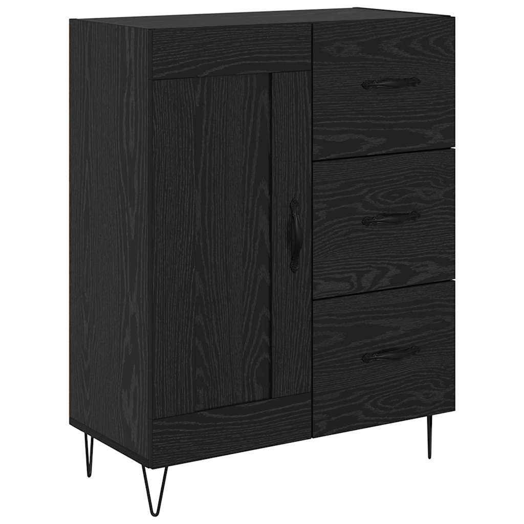Credenza con cassetto Rovere Nero 69,5 x 34 x 180 cm