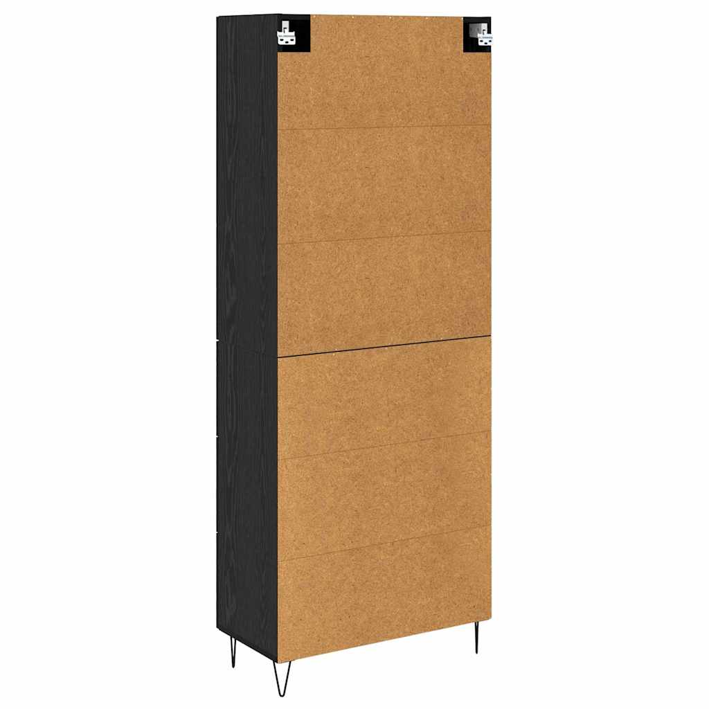 Credenza 2 pcs Rovere Nero Legno ingegnerizzato e vetro | homemem39