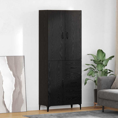 Credenza Rovere Nero 69,5 x 34 x 180 cm Legno multistrato