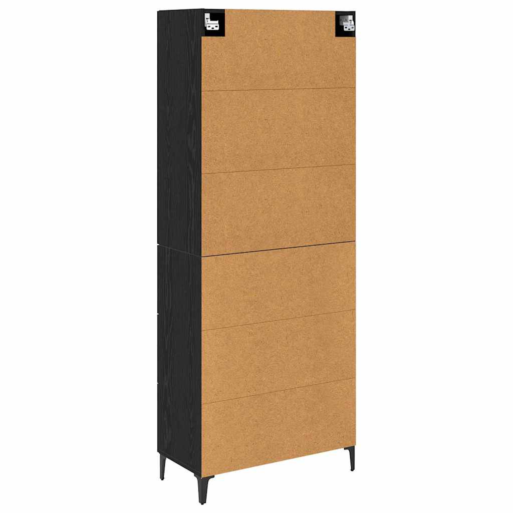 Credenza Rovere Nero 69,5 x 34 x 180 cm Legno multistrato | homemem39