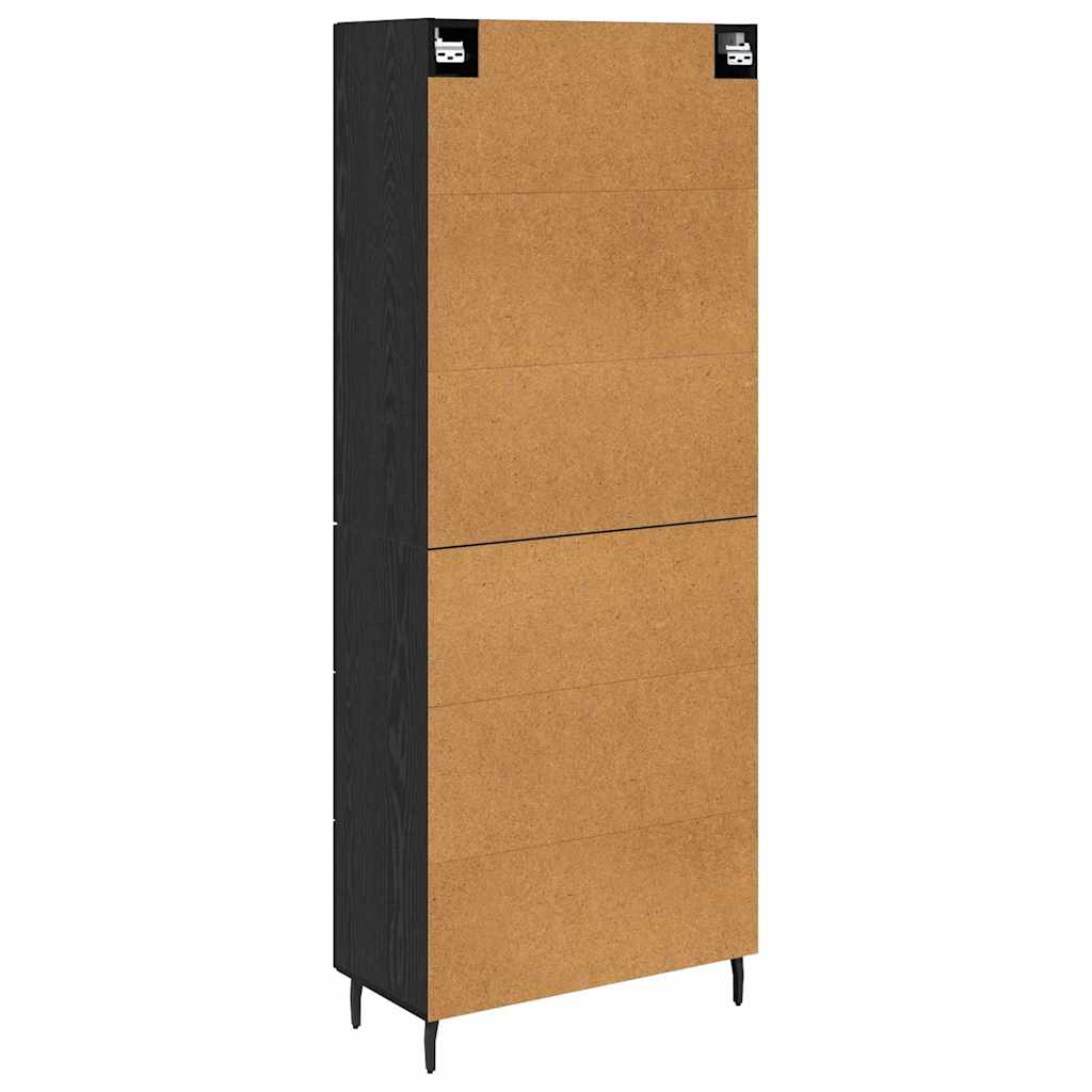 Credenza con cassetto 2 pcs Rovere Nero Legno multistrato | homemem39