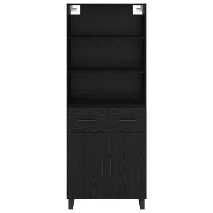 Credenza Montaggio a parete 2 pcs Rovere Nero Legno multistrato