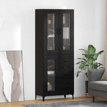 Credenza Rovere Nero 69,5 x 34 x 180 cm Legno multistrato